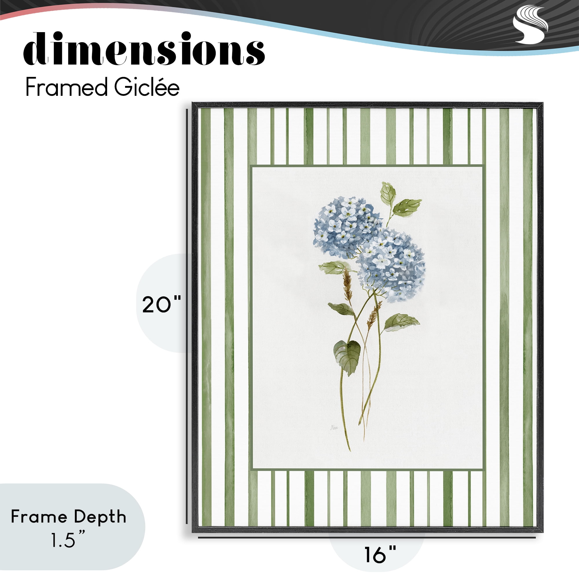 Stupell Industries Delicate Hydrangea & Dried Wheat Black Framed Giclee Art, design by Nan