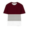 thumbnail image 3 of ITSAME T-Shirt for Womens, Shorts Sleeve Striped Color Block Crew Neck Summer Casual Comfy Blouse Wine 2XL, 3 of 3