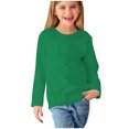 thumbnail image 4 of asjyhkr Kids Boys Girls Crew Neck Long Sleeve Pullover 3-14 Years Stretch Lightweight Comforty Breathable Running Workout Athletic Solid Color Undershirts,Size 110-170, 4 of 5
