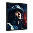 thumbnail image 2 of Designart "Portrait of a Brave Firefighter" Americana Framed Wall Art - Traditional Blue Fireman Bedroom Framed Canvas Wall Art, 2 of 6