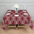 thumbnail image 3 of Burgundy and White Wavy Pattern Square Tablecloth,Waterproof Square Table Cover,Wipeable Spillproof Washable Table Cover for Home Kitchen Party Decor 60"x60"(152x152cm), 3 of 6