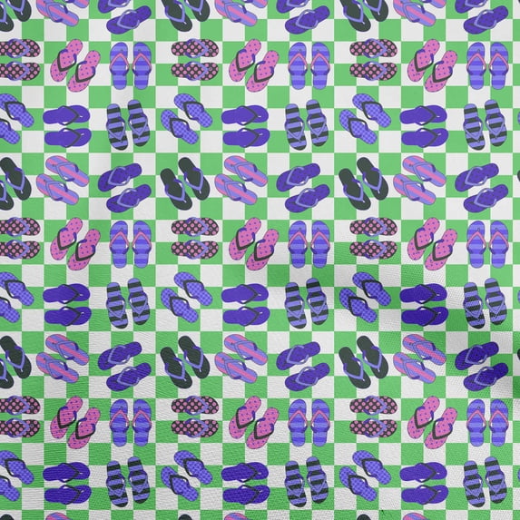 oneOone Cotton Poplin Green Fabric Beach Slipper Sewing Material Print Fabric By The Yard 42 Inch Wide