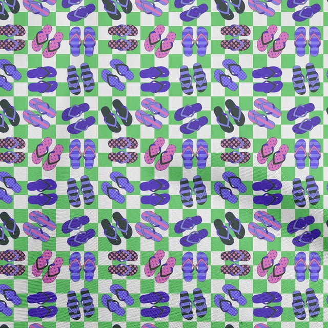 oneOone Rayon Green Fabric Beach Slipper Craft Projects Decor Fabric Printed By The Yard 56 Inch Wide