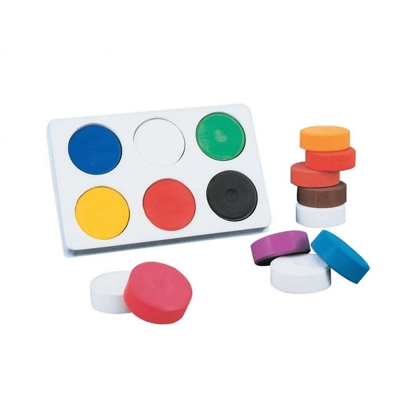 Jack Richeson Tempera Cakes, Small Size, Assorted Primary Colors, Set of 6