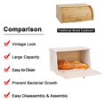 thumbnail image 3 of HOMEKOKO Vintage Large Wood Bread Box for Kitchen Counter, Retro Design Single Layer Bamboo Large Capacity Food Storage Bin (White), 3 of 7