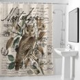 thumbnail image 4 of Owl Tree Branch Flower Fabric Shower Curtain Vintage Postmark Washable Shower Curtains for Bathroom, Waterproof Bath Curtain with Hooks Home Decor 72x72in, 4 of 8
