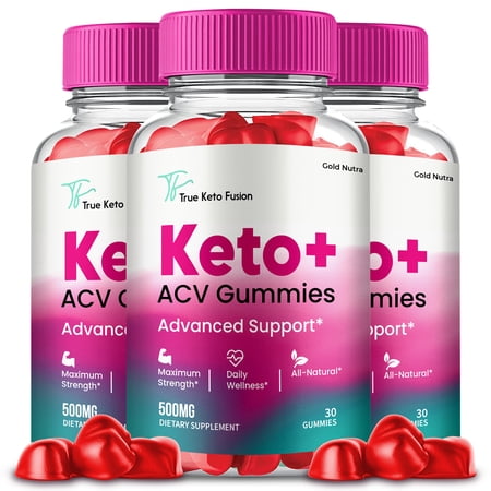 True Keto Fusion Keto + ACV Gummies Supplement for Ketogenic Diet, Premium Formula, Organic Ingredients, 3 Month Supply (3 Pack)
