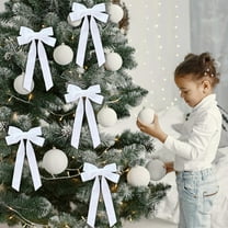 EWASWON Small White Velvet Christmas Bow - Reusable Holiday Gift Wrapping Bow for Tree, Gifts, Home Decor & Parties