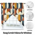 thumbnail image 3 of Orange Yellow Black Swag Valances for Windows 2 Pack Nordic Retro Medieval Geometric Abstract Swag Kitchen Curtains 45 Inches Long Rod Pocket Short Window Treatment for Kitchen Bathroom 36"x45", 3 of 8