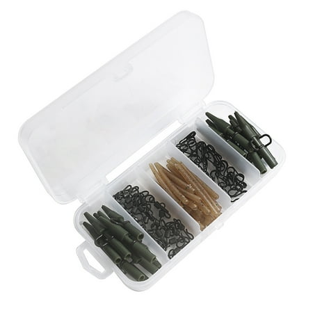 LIVEST 110Pcs Safety Sinker Clip Detachable Black Pin Boxed Quick Change Portable Tackle Kit Mini Carp Fishing Sinker Clip Camouflage Tail Rubber Tube Set Fishing Supplies