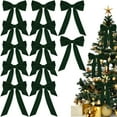 thumbnail image 2 of YIKA 12pc Velvet Christmas Tree Bow Decoration Soft Fabric For Wreath Door & Tree Decor Bulk Set For Holiday Home Festive Vibe Green, 2 of 8