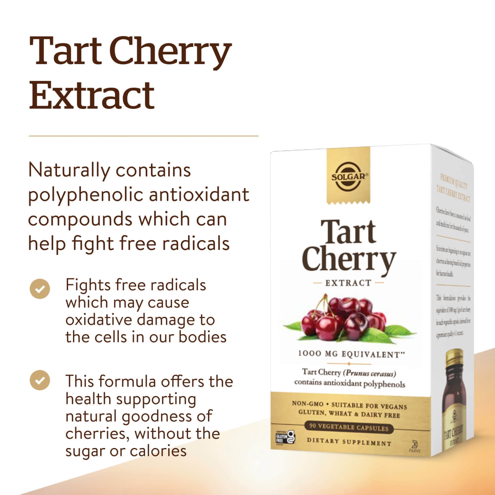 Solgar Tart Cherry Extract, 1,000 mg, 90 Vegetable Capsules