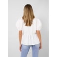 thumbnail image 4 of Women Bow Tie Front Shirt Top Cute Puff Sleeve Y2K Peplum Ruffle Babydoll Blouse Lace Up Summer Going Out, 4 of 6