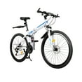 thumbnail image 6 of YIYIBYUS 26" Mountain Folding Bike Adult Bicycle with 21-speed Gears for Traveling Outdoor Riding Blue & White, 6 of 10