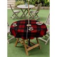 thumbnail image 5 of Outdoor Tablecloth with Umbrella Hole Zipper Red Black Buffalo Plaid Round Tablecloth 54" Waterproof Outside Table Cloth Farmhouse Geometric Checkered Patio Table Cover Tablecloths for Picnic Party, 5 of 8
