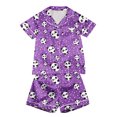 thumbnail image 5 of Odeerbi 2-12 Years Teen Girls Summer Satin Pajamas Notched Lapel Short Sleeve Shirts Shorts Set Soft Loungewear Valentines Day Love Print Sleepwear Teen Girls Clothes, 5 of 6