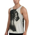 thumbnail image 2 of KLL Double Exposure Cat Forest Print Men's Muscle Gym Workout Stringer Tank Tops Bodybuilding Fitness T-Shirts Tank Tops Men-4X-Large, 2 of 7