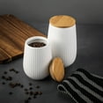 thumbnail image 6 of Thyme & Table Small (693 ml) Ceramic Ribbed Kitchen Organization Canister with Bamboo Lid, White, 6 of 6
