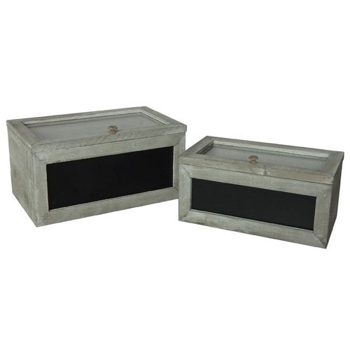 Cheungs 2 Piece Wooden Box with Glass Lid and Front Chalkboard Set