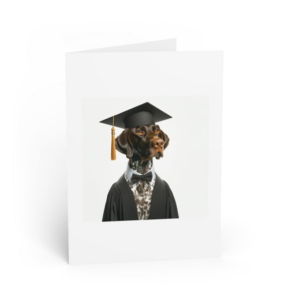 DistinctInk Greeting Card / Note Card - German Shorthaired Pointer Graduation - PACK of 1