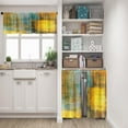 thumbnail image 2 of Teal Gray Yellow Painting Kitchen Window Curtains Valance and Tier Set 36 Inch Contemporary Beige Abstract Rod Pocket Short Tier Curtain, Modern Small Drapes for Kitchen Decor, 2 of 6