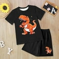 thumbnail image 2 of Hessimy Toddler Boy Summer Outfit Kids Cotton Printed Clothes Casual Short Sleeve Shirt Pants Set（Orange,9-10 Years), 2 of 6