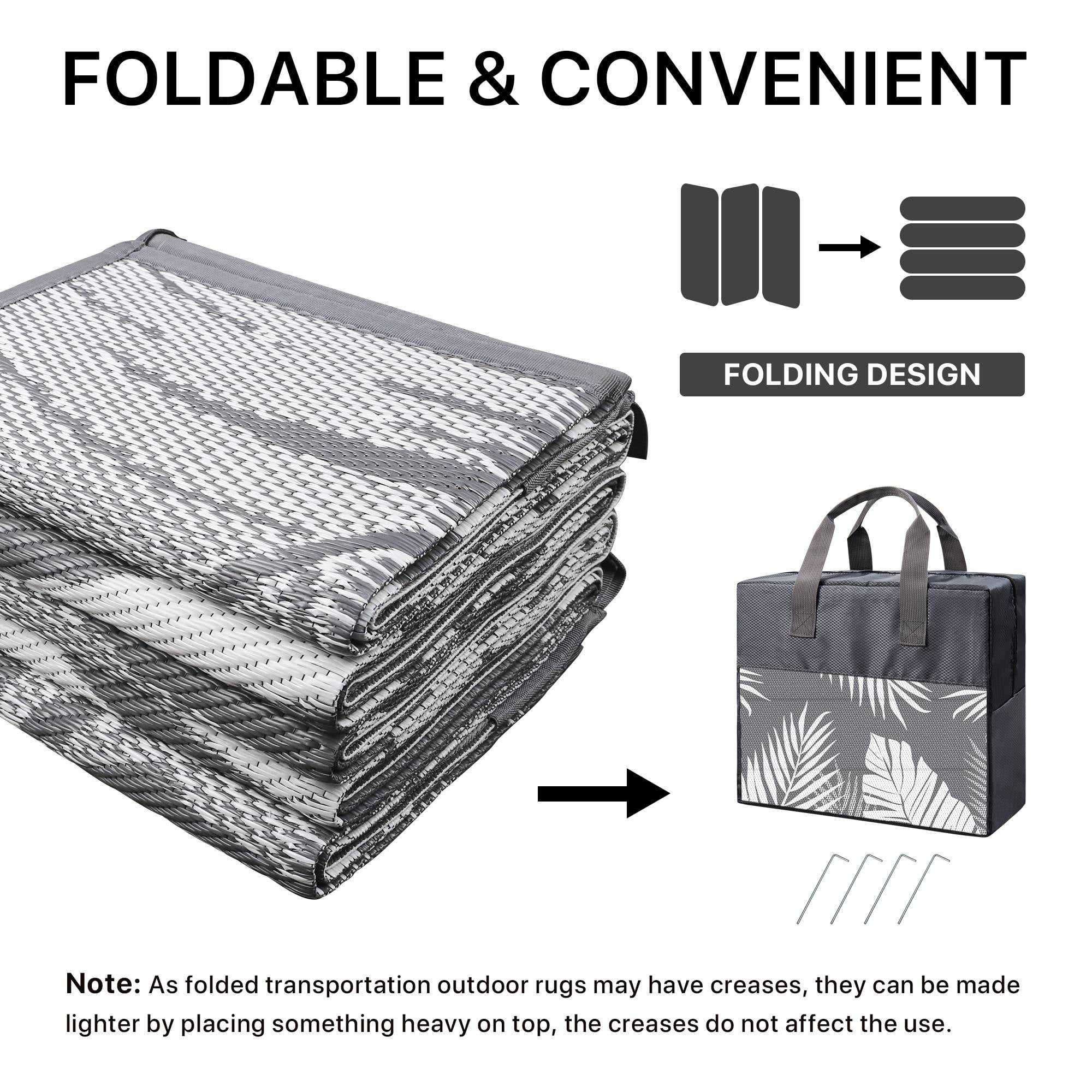 DEORAB 6'x9' Outdoor Rugs Waterproof Patio Lightweight Reversible Plastic Carpet Outside Camping Mat,Gray & White