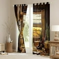 thumbnail image 3 of Manfei Teens Western Cowboy Cowgirl Blackout Curtains Set of 2 (52x84 Each),Rustic Farmhouse Window Curtains,Old Barn Door Curtains and Drapes,Lightweight Room Decor, 3 of 6