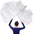 thumbnail image 1 of 2 PCS Semicircle Worship Flags, 53.5 Inches Praise Dance Flags with Scalable Rods, Shiny Worship Flag, Metallic Silver Praise Flag, Semicircle Worship Banner for Stage Performance, Church Dance, 1 of 5