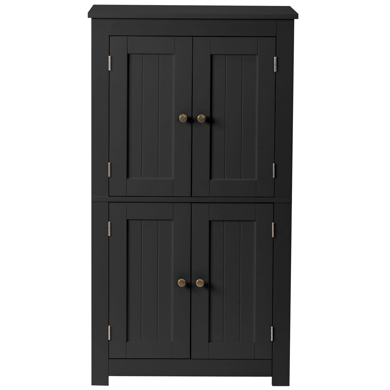 4-Door Vertical-Grain MDF Bathroom Cabinet, Black, 23.62 x 11.81 x 43.31 in