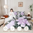 thumbnail image 3 of Erosebridal Purple Floral Queen Comforter Set for Girls Women, Botanical Theme Bedding Comforter Set, Reversible, 3pcs, 3 of 6