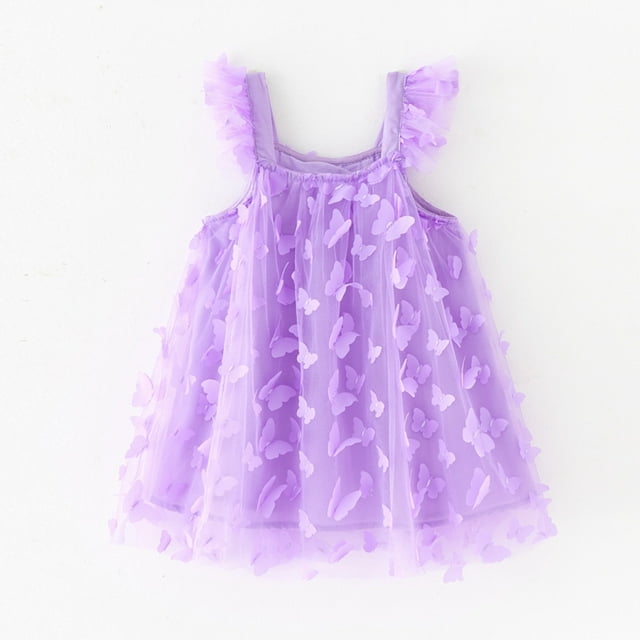 Robes pour Fillettes Robe en Tulle à Volants pour Filles Robe d'Été Robe d'Anniversaire Robes pour Tout-Petits 18-24 Mois