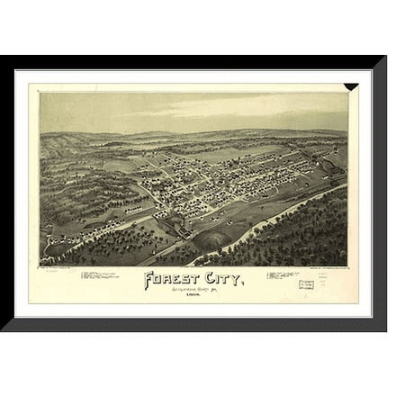 Historic Framed Print, PA Forest City 1889 MAP, 17-7/8" x 21-7/8"