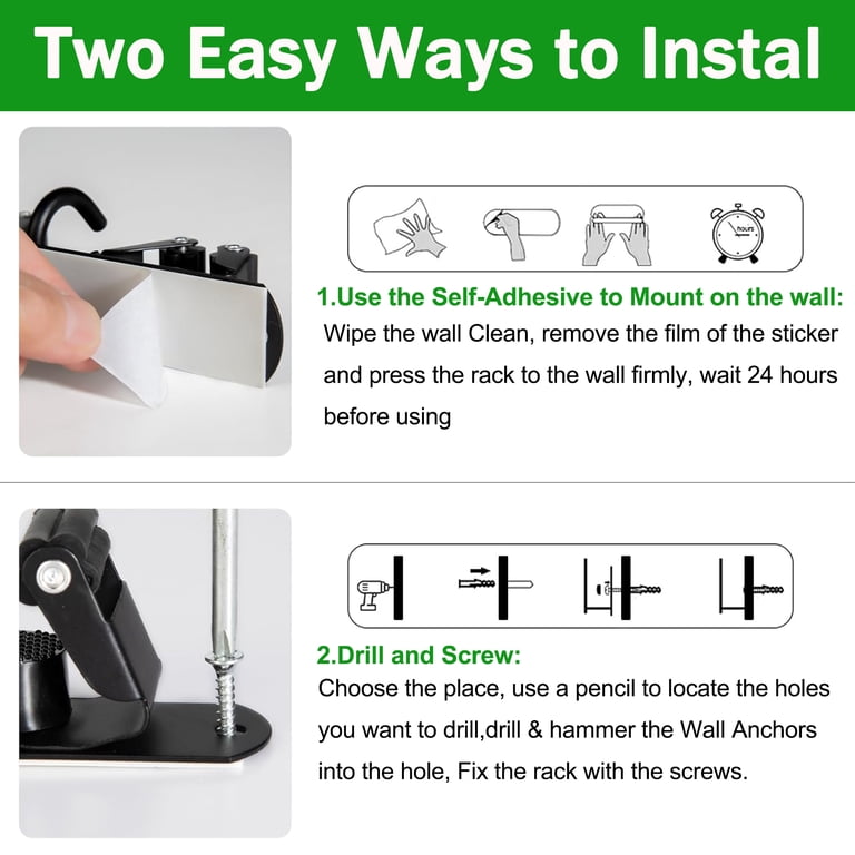 Garitin Wall Mount Mop and Broom Holder, 5 Racks 4 Hooks photo 6