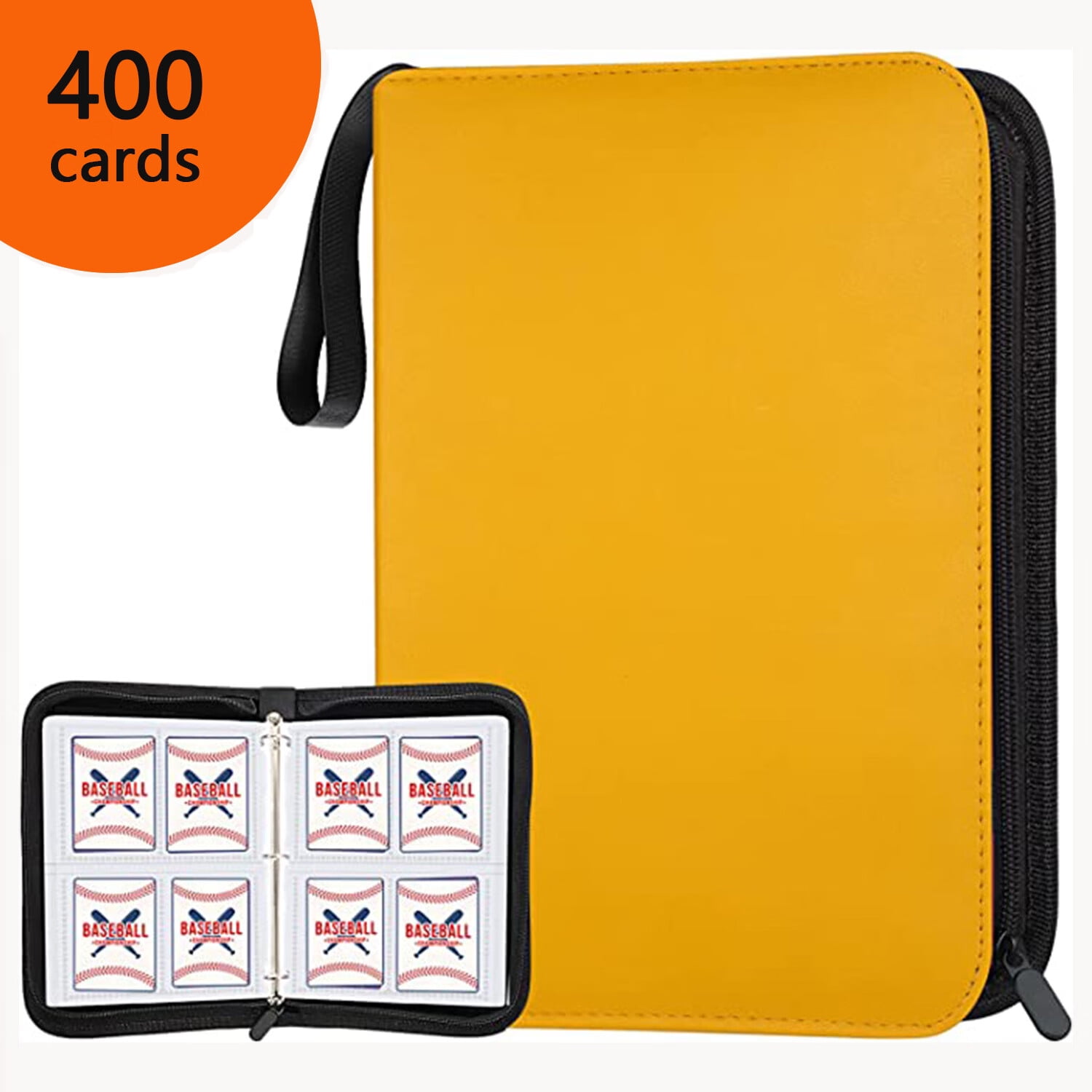 400 Pockets Yellow Baseball Card Binder Sleeves Trading Card Sleeves