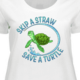 thumbnail image 4 of Inktastic Skip a Straw Save a Turtle with Cute Green Sea Turtle Women's Plus Size T-Shirt, 4 of 5
