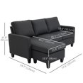 thumbnail image 3 of HOMCOM Canapé Sectionnel avec Ottoman, Gris Foncé, Tissu en Lin et Design Réversible, 3 of 10
