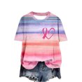 thumbnail image 4 of Yufatyle Women Breast Cancer Shirts Pink Ribbon Breast Cancer Awareness Gradient T-Shirts Short Sleeve Crewneck Graphic Tee Tops M, 4 of 4