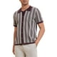 thumbnail image 5 of Polo de punto a rayas INSPIRE CHIC para hombres, camisetas de polo de manga corta con botones, jacquard, L marrón claro, 5 of 6