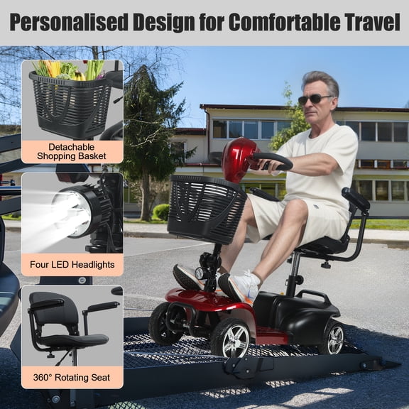 Thehsnt Heavy Duty 4 Wheel Electric Scooter for Adults, Long-Range Mobility Scooter with Extended Battery, Basket & Charger Included
