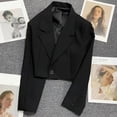 thumbnail image 4 of Blazer blanco corto de moda para mujer, otoño 2023, blazer de oficina de un solo botón, chaquetas cortas coreanas de manga larga para mujer., 4 of 6