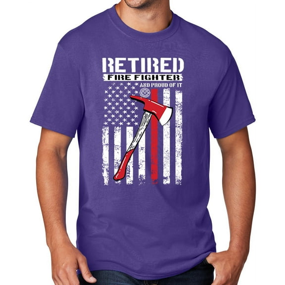 Men's Retired Firefighter with Axe T-shirt, 2XL Purple