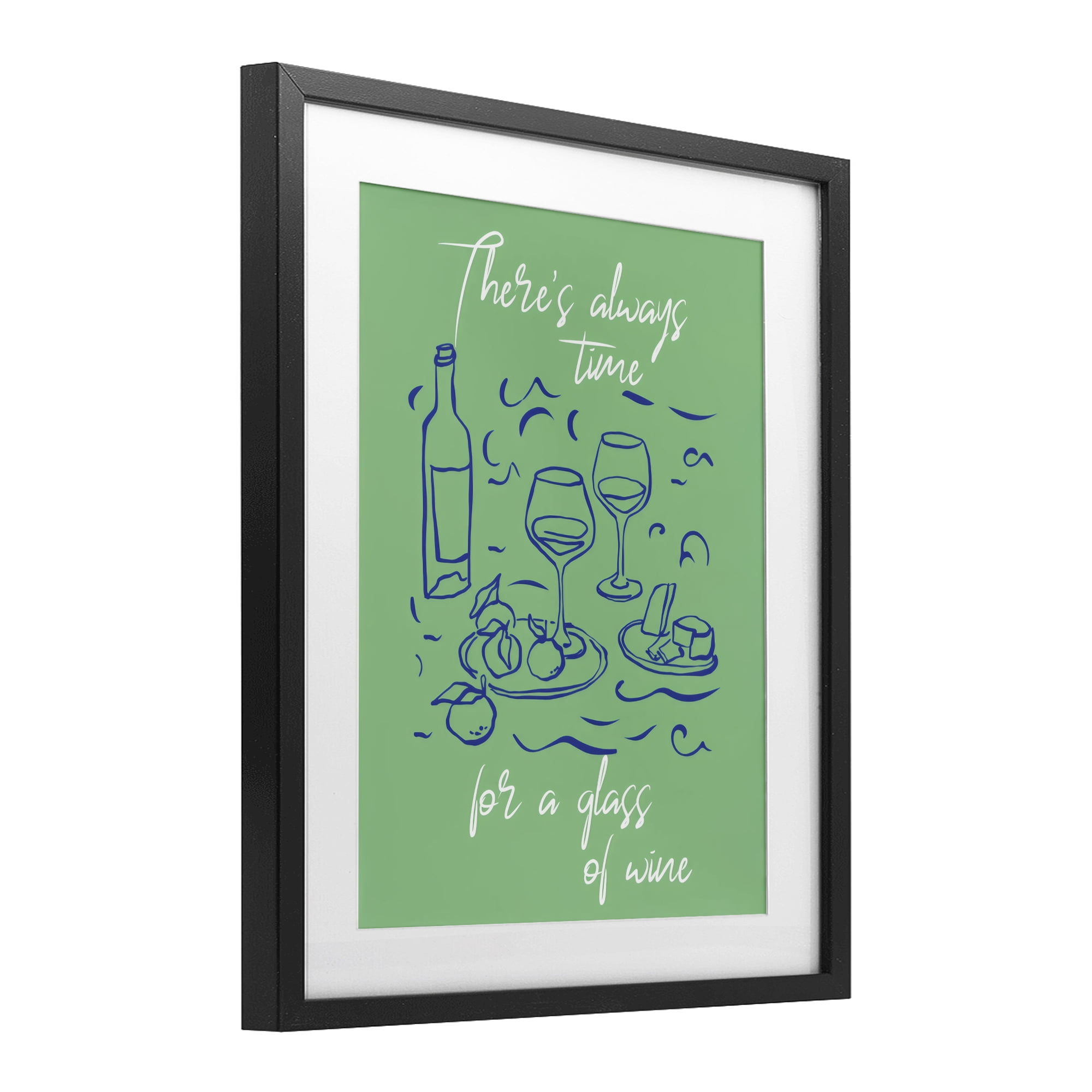 Stupell Industries Always Time For Glass Of Wine Black Framed Print Under Glass, design by The Prints Vibe