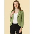 thumbnail image 3 of Chaqueta abierta de la chaqueta del traje de la cosecha del trabajo de la oficina del frente de las mujeres Aguacate Verde-Sólido S, 3 of 5
