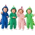 thumbnail image 5 of Baby Girls Long Sleeve Hooded Zip up Jumpsuit Dinosaur Costume Warm Infant Baby Clothes Halloween Cosplay Halloween Costumes Size 0-9 Months, 5 of 9