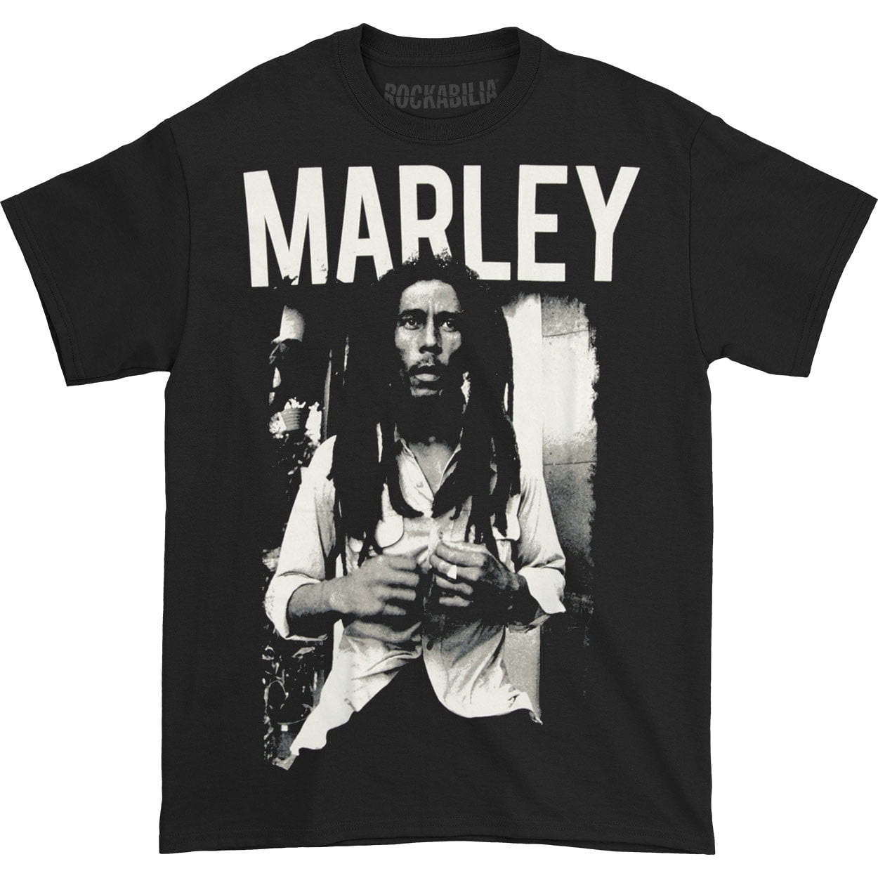 Men's Black T-Shirt Official Bob Marley Black & White