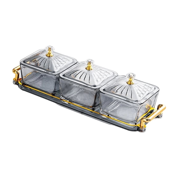 Stackable Glass Storage Dish 3 Divided Sections Clear Removable Small Bowls For Candy Display Home Use