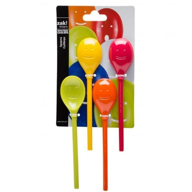 Zak Designs 2073-8580 6.5 in. Happy Face Mini Serving Spoon Assorted Colors, Pack of 6