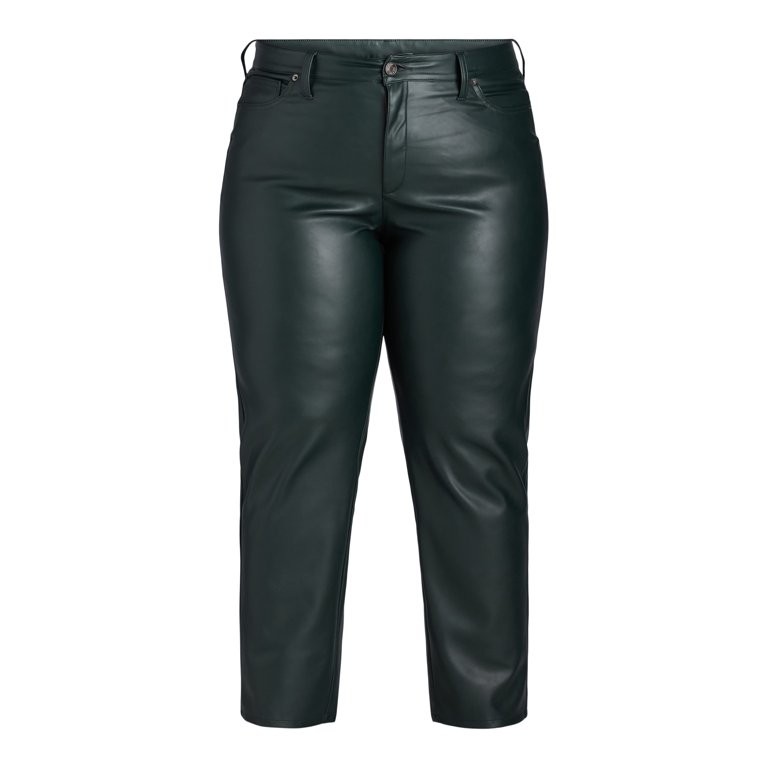 Terra & Sky Women's Plus Size Faux Leather Pants, 29