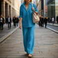thumbnail image 2 of BYHONG Womens Pants Casual Solid Color Wide Leg Pant Suit Womens Pant Suits Sky Blue S, 2 of 6